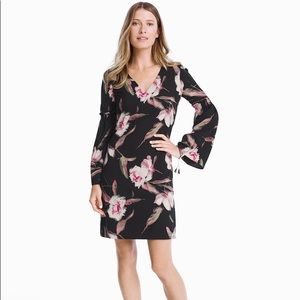 LONG-SLEEVE FLORAL BELL-SLEEVE SHIFT DRESS🌸